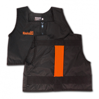 black and orange kids ski vest